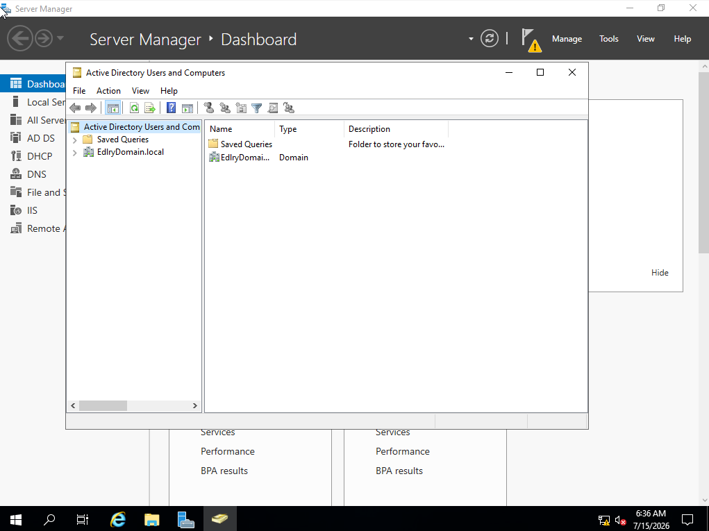 Active Directory Users and Computers console