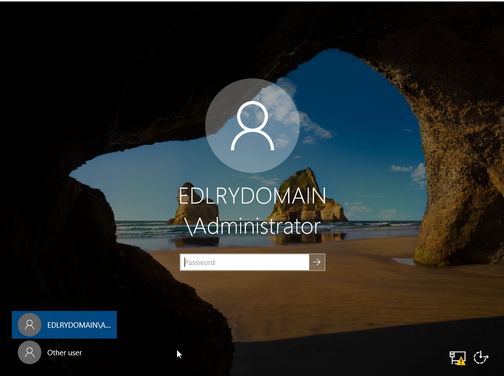 Login screen showing EDLRYDOMAIN Administrator