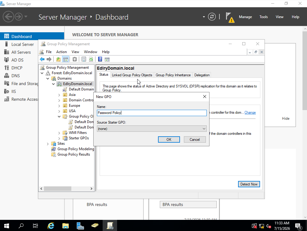 Creating a new Password Policy GPO