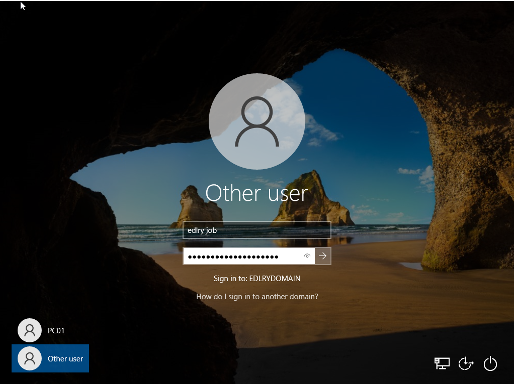 Sign in screen showing EDLRYDOMAIN user