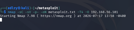 nmap scan starting against 192.168.56.101