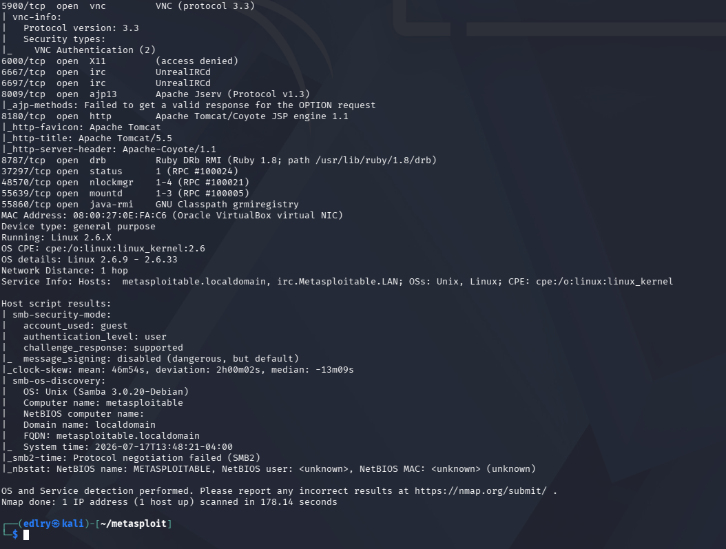 Nmap scan results showing more open ports and OS detection